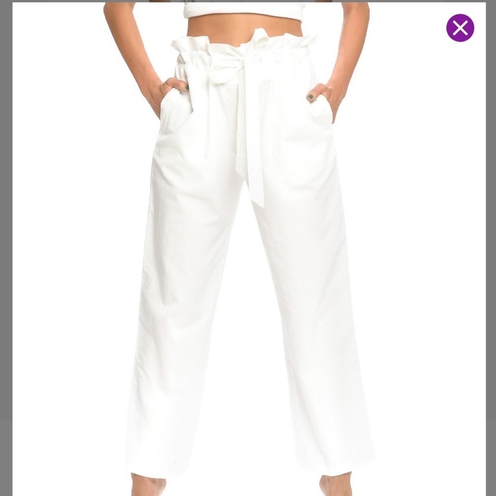 White wide leg pants L/XL
